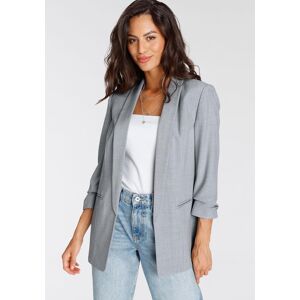 Longblazer LAURA SCOTT, Damen, Gr. 44, grau (grau, melange), Web, Obermaterial: 90% Polyester, 10% Elasthan. Futter: 100% Polyester, meliert, figurbetont hüftbedeckend, Blazer Longblazer, mit gerafften Ärmeln Longblazer LAURA SCOTT, Damen, Gr. 44, grau (grau, melange), Web, Obermaterial: 90% Polyester, 10% Elasthan. Futter: 100% Polyester, meliert, figurbetont hüftbedeckend, Blazer Longblazer, mit gerafften Ärmeln