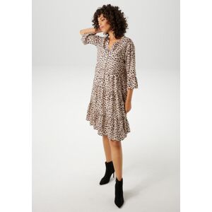 Tunikakleid ANISTON CASUAL, Damen, Gr. 42, N-Gr, braun (hellbeige, schwarz, hellbraun), Web, Obermaterial: 100% Viskose, bedruckt, lässig geschnitten knieumspielend, V-Ausschnitt, Volant, Kleider Tunikakleid, mit extravagantem Animal-Print Tunikakleid ANISTON CASUAL, Damen, Gr. 42, N-Gr, braun (hellbeige, schwarz, hellbraun), Web, Obermaterial: 100% Viskose, bedruckt, lässig geschnitten knieumspielend, V-Ausschnitt, Volant, Kleider Tunikakleid, mit extravagantem Animal-Print