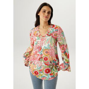 Schlupfbluse ANISTON SELECTED, Damen, Gr. 48, pink, ocker, rosa, türkis, limone, terra, schwarz, Web, Obermaterial: 100% Viskose, geblümt, gemustert, oversize Po-bedeckend, V-Ausschnitt, ausgestellter Saum, Blusen Schlupfbluse, mit langen, weit ausgestell Schlupfbluse ANISTON SELECTED, Damen, Gr. 48, pink, ocker, rosa, türkis, limone, terra, schwarz, Web, Obermaterial: 100% Viskose, geblümt, gemustert, oversize Po-bedeckend, V-Ausschnitt, ausgestellter Saum, Blusen Schlupfbluse, mit langen, weit ausgestell