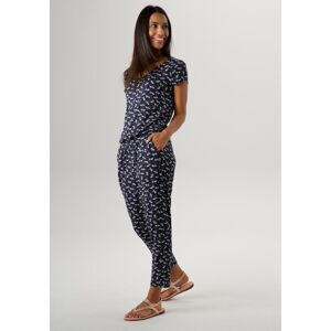 Jumpsuit ANISTON SELECTED, Damen, Gr. 34, N-Gr, blau (dunkelblau, weiß), Single Jersey, Obermaterial: 95% Viskose, 5% Elasthan, bedruckt, figurumspielend wadenlang, V-Ausschnitt, Overalls Jumpsuit, mit Palmen bedruckt Jumpsuit ANISTON SELECTED, Damen, Gr. 34, N-Gr, blau (dunkelblau, weiß), Single Jersey, Obermaterial: 95% Viskose, 5% Elasthan, bedruckt, figurumspielend wadenlang, V-Ausschnitt, Overalls Jumpsuit, mit Palmen bedruckt