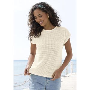 Kurzarmshirt VIVANCE "aus bügelfreiem Waffelstrick", Damen, Gr. 36/38, beige (creme), Strick, Obermaterial: 64% Polyester, 34% Viskose, 2% Elasthan, leicht transparent, unifarben, bequem, Rundhals, Shirts Kurzarmshirt Kurzarmshirt VIVANCE "aus bügelfreiem Waffelstrick", Damen, Gr. 36/38, beige (creme), Strick, Obermaterial: 64% Polyester, 34% Viskose, 2% Elasthan, leicht transparent, unifarben, bequem, Rundhals, Shirts Kurzarmshirt