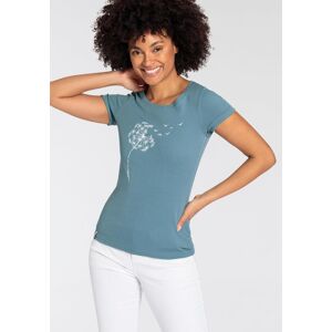 Kurzarmshirt KANGAROOS, Damen, Gr. 44/46, grün (grüngrau, woll weiß), Rippware, Obermaterial: 100% Baumwolle, bedruckt, Basic hüftbedeckend, Rundhals, mit Umschlag, Shirts Kurzarmshirt, Kurzarm, körpernahe Passform, bedrucktes Design Kurzarmshirt KANGAROOS, Damen, Gr. 44/46, grün (grüngrau, woll weiß), Rippware, Obermaterial: 100% Baumwolle, bedruckt, Basic hüftbedeckend, Rundhals, mit Umschlag, Shirts Kurzarmshirt, Kurzarm, körpernahe Passform, bedrucktes Design
