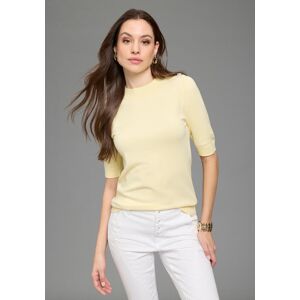 Kurzarmpullover BRUNO BANANI, Damen, Gr. 40/42, hellgelb, meliert, Feinstrick, Obermaterial: 70% Viskose, 30% Polyamid, unifarben, figurbetont hüftlang, hoch geschlossener Ausschnitt, Rippbündchen, Pullover Kurzarmpullover, mit Glitzerknöpfen, Trendfarbe Kurzarmpullover BRUNO BANANI, Damen, Gr. 40/42, hellgelb, meliert, Feinstrick, Obermaterial: 70% Viskose, 30% Polyamid, unifarben, figurbetont hüftlang, hoch geschlossener Ausschnitt, Rippbündchen, Pullover Kurzarmpullover, mit Glitzerknöpfen, Trendfarbe