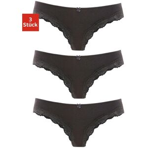 Brasilslip LASCANA, Damen, Gr. 44/46, schwarz, Single Jersey, Obermaterial: 95% Baumwolle, 5% Elasthan. Spitze: 87% Polyamid, 13% Elasthan, unifarben, körpernah, Unterhosen Brasilslip, aus elastischer Baumwolle mit zarter Spitze Brasilslip LASCANA, Damen, Gr. 44/46, schwarz, Single Jersey, Obermaterial: 95% Baumwolle, 5% Elasthan. Spitze: 87% Polyamid, 13% Elasthan, unifarben, körpernah, Unterhosen Brasilslip, aus elastischer Baumwolle mit zarter Spitze