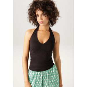 Neckholdertop ANISTON CASUAL, Damen, Gr. 34, schwarz, Single Jersey, Obermaterial: 95% Viskose, 5% Elasthan, unifarben, sehr figurbetont taillenbedeckt, V-Ausschnitt, Tops Neckholdertop, mit Trägern zum Knoten Neckholdertop ANISTON CASUAL, Damen, Gr. 34, schwarz, Single Jersey, Obermaterial: 95% Viskose, 5% Elasthan, unifarben, sehr figurbetont taillenbedeckt, V-Ausschnitt, Tops Neckholdertop, mit Trägern zum Knoten