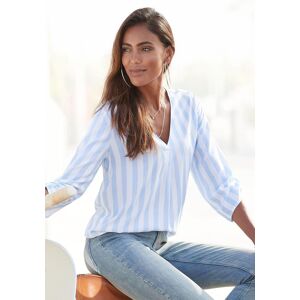 Schlupfbluse LASCANA, Damen, Gr. 46, blau (weiß, hellblau), Web, Obermaterial: 100% Viskose, gestreift, figurumspielend hüftlang, V-Ausschnitt, Blusen Schlupfbluse, mit Streifenprint, leichte Webware, Damenbluse Schlupfbluse LASCANA, Damen, Gr. 46, blau (weiß, hellblau), Web, Obermaterial: 100% Viskose, gestreift, figurumspielend hüftlang, V-Ausschnitt, Blusen Schlupfbluse, mit Streifenprint, leichte Webware, Damenbluse