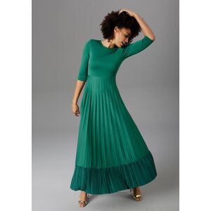 Maxikleid ANISTON CASUAL, Damen, Gr. 46, N-Gr, grün (smaragd), Web, Obermaterial: 100% Polyester, leicht glänzend, unifarben, figurbetont knöchelfrei, Rundhals, Kleider Maxikleid, Rockteil mit Volant aus Plissee Maxikleid ANISTON CASUAL, Damen, Gr. 46, N-Gr, grün (smaragd), Web, Obermaterial: 100% Polyester, leicht glänzend, unifarben, figurbetont knöchelfrei, Rundhals, Kleider Maxikleid, Rockteil mit Volant aus Plissee