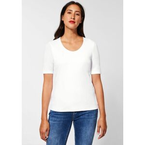 T-Shirt STREET ONE "Style Palmira", Damen, Gr. 34, weiss (weiß), Stoff, Obermaterial: 50% Baumwolle, 50% Modal, unifarben, Basic, körpernah hüftlang, Rundhals, eingesetzt abgesteppt, Shirts T-Shirt, im Basic Style T-Shirt STREET ONE "Style Palmira", Damen, Gr. 34, weiss (weiß), Stoff, Obermaterial: 50% Baumwolle, 50% Modal, unifarben, Basic, körpernah hüftlang, Rundhals, eingesetzt abgesteppt, Shirts T-Shirt, im Basic Style
