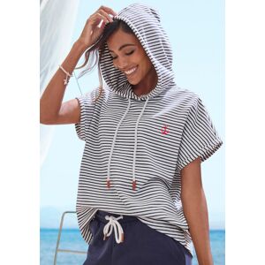 H.I.S. Sweatshirt H.I.S, Damen, Gr. 48/50, blau (marine, sanftes weiß), Sweatware, Obermaterial: 60% Baumwolle, 40% Polyester, gestreift, bequem hüftlang, Rundhals, abgesteppt, Sweatshirts Sweatshirt, gestreift und mit Kapuze, Loungewear H.I.S. Sweatshirt H.I.S, Damen, Gr. 48/50, blau (marine, sanftes weiß), Sweatware, Obermaterial: 60% Baumwolle, 40% Polyester, gestreift, bequem hüftlang, Rundhals, abgesteppt, Sweatshirts Sweatshirt, gestreift und mit Kapuze, Loungewear