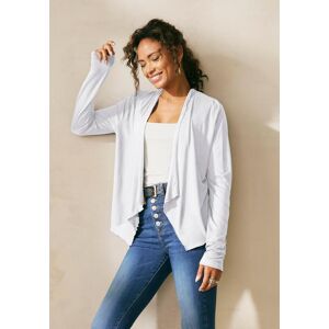 Shirtjacke LASCANA, Damen, Gr. 32/34, weiss (weiß), Jersey, Obermaterial: 100% Viskose, normal hüftlang, ohne Ausschnitt, Shirts Shirtjacke, in offener Form, Strickjacke aus Jersey, Sommerjacke, Cardigan Shirtjacke LASCANA, Damen, Gr. 32/34, weiss (weiß), Jersey, Obermaterial: 100% Viskose, normal hüftlang, ohne Ausschnitt, Shirts Shirtjacke, in offener Form, Strickjacke aus Jersey, Sommerjacke, Cardigan