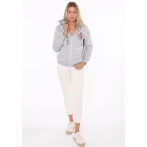 Kapuzensweatjacke ZWILLINGSHERZ, Damen, Gr. L/XL, grau (grau meliert), Sweatware, Obermaterial: 50% Baumwolle, 50% Polyester, normal hüftlang, hoch geschlossener Ausschnitt, Bündchen, Sweatjacken Kapuzensweatjacke, Leo-Details, Langarm, Reissverschluss, B Kapuzensweatjacke ZWILLINGSHERZ, Damen, Gr. L/XL, grau (grau meliert), Sweatware, Obermaterial: 50% Baumwolle, 50% Polyester, normal hüftlang, hoch geschlossener Ausschnitt, Bündchen, Sweatjacken Kapuzensweatjacke, Leo-Details, Langarm, Reissverschluss, B