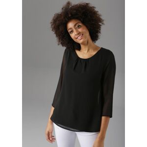Schlupfbluse ANISTON SELECTED, Damen, Gr. 48, schwarz, Chiffon, Obermaterial: 100% Polyester. Futter: 95% Viskose, 5% Elasthan, unifarben, figurumspielend Po-bedeckend, Rundhals, Blusen Schlupfbluse, mit Rückenschlitz Schlupfbluse ANISTON SELECTED, Damen, Gr. 48, schwarz, Chiffon, Obermaterial: 100% Polyester. Futter: 95% Viskose, 5% Elasthan, unifarben, figurumspielend Po-bedeckend, Rundhals, Blusen Schlupfbluse, mit Rückenschlitz