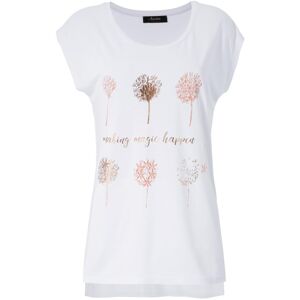 T-Shirt ANISTON CASUAL, Damen, Gr. 38, weiss (weiß, zimt, roségoldfarben), Single Jersey, Obermaterial: 95% Viskose, 5% Elasthan, Glitzermuster, bedruckt, figurumspielend Po-bedeckend, Rundhals, Shirts T-Shirt, mit Frontdruck, teilweise glitzernder Folien T-Shirt ANISTON CASUAL, Damen, Gr. 38, weiss (weiß, zimt, roségoldfarben), Single Jersey, Obermaterial: 95% Viskose, 5% Elasthan, Glitzermuster, bedruckt, figurumspielend Po-bedeckend, Rundhals, Shirts T-Shirt, mit Frontdruck, teilweise glitzernder Folien