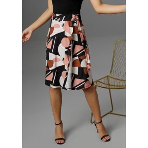Sommerrock ANISTON SELECTED, Damen, Gr. 42, schwarz (schwarz, braun, rosa, sanftes weiß), Jersey, Obermaterial: 95% Polyester, 5% Elasthan, bedruckt, gemustert, figurumspielend knielang, Röcke Sommerrock, mit Schnallen und grafischem Druck Sommerrock ANISTON SELECTED, Damen, Gr. 42, schwarz (schwarz, braun, rosa, sanftes weiß), Jersey, Obermaterial: 95% Polyester, 5% Elasthan, bedruckt, gemustert, figurumspielend knielang, Röcke Sommerrock, mit Schnallen und grafischem Druck