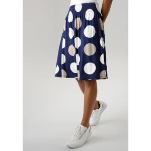 Sommerrock ANISTON SELECTED, Damen, Gr. 34, blau (dunkelblau, weiß, helltaupe), Single Jersey, Obermaterial: 95% Viskose, 5% Elasthan, gepunktet, figurumspielend knielang, Röcke Sommerrock, mit gesmoktem Bund und Punkte-Druck Sommerrock ANISTON SELECTED, Damen, Gr. 34, blau (dunkelblau, weiß, helltaupe), Single Jersey, Obermaterial: 95% Viskose, 5% Elasthan, gepunktet, figurumspielend knielang, Röcke Sommerrock, mit gesmoktem Bund und Punkte-Druck