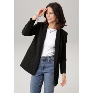 Longblazer LAURA SCOTT, Damen, Gr. 40, schwarz, Web, Obermaterial: 90% Polyester, 10% Elasthan. Futter: 100% Polyester, unifarben, figurbetont hüftbedeckend, Blazer Longblazer, mit gerafften Ärmeln Longblazer LAURA SCOTT, Damen, Gr. 40, schwarz, Web, Obermaterial: 90% Polyester, 10% Elasthan. Futter: 100% Polyester, unifarben, figurbetont hüftbedeckend, Blazer Longblazer, mit gerafften Ärmeln