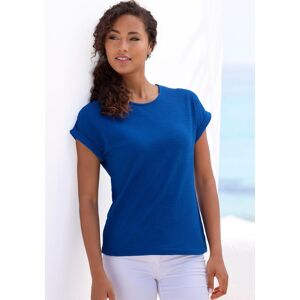 T-Shirt VIVANCE "mit modischer Struktur", Damen, Gr. 48/50, blau (royalblau, creme), Strick, Obermaterial: 65% Polyester (REPREVE), 35% Baumwolle, Strukturmuster, unifarben, Basic, bequem, Rundhals, mit Aufschlag Aufschlag, Shirts T-Shirt, aus bügelfreier T-Shirt VIVANCE "mit modischer Struktur", Damen, Gr. 48/50, blau (royalblau, creme), Strick, Obermaterial: 65% Polyester (REPREVE), 35% Baumwolle, Strukturmuster, unifarben, Basic, bequem, Rundhals, mit Aufschlag Aufschlag, Shirts T-Shirt, aus bügelfreier
