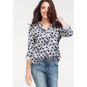 Schlupfbluse ANISTON CASUAL, Damen, Gr. 44, blau (marine, weiß, bedruckt), Web, Obermaterial: 100% Viskose, bedruckt, figurumspielend Po-bedeckend, Rundhals, Ärmel mit Ärmelschlitz 1-Knopf-Manschette krempelbar, Blusen Schlupfbluse, mit krempelbaren Ärmel Schlupfbluse ANISTON CASUAL, Damen, Gr. 44, blau (marine, weiß, bedruckt), Web, Obermaterial: 100% Viskose, bedruckt, figurumspielend Po-bedeckend, Rundhals, Ärmel mit Ärmelschlitz 1-Knopf-Manschette krempelbar, Blusen Schlupfbluse, mit krempelbaren Ärmel