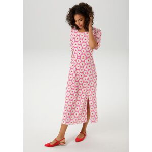 Sommerkleid ANISTON CASUAL, Damen, Gr. 36, N-Gr, bunt (pink, wollweiß, rot), Single Jersey, Obermaterial: 98% Polyester, 2% Elasthan, Strukturmuster, bedruckt, geblümt, figurumspielend wadenlang, Rundhals, Kleider Sommerkleid, allover mit Blüten bedruckt Sommerkleid ANISTON CASUAL, Damen, Gr. 36, N-Gr, bunt (pink, wollweiß, rot), Single Jersey, Obermaterial: 98% Polyester, 2% Elasthan, Strukturmuster, bedruckt, geblümt, figurumspielend wadenlang, Rundhals, Kleider Sommerkleid, allover mit Blüten bedruckt