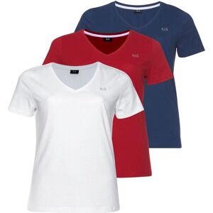H.I.S. T-Shirt H.I.S "Essential-Basics", Damen, Gr. 48/50, bunt (marine, weiß, rot), Single Jersey, Obermaterial: 100% Baumwolle, bedruckt, clean, unifarben, Basic, figurumspielend hüftlang, V-Ausschnitt, Shirts T-Shirt, figurumspielender Schnitt, aus Bau H.I.S. T-Shirt H.I.S "Essential-Basics", Damen, Gr. 48/50, bunt (marine, weiß, rot), Single Jersey, Obermaterial: 100% Baumwolle, bedruckt, clean, unifarben, Basic, figurumspielend hüftlang, V-Ausschnitt, Shirts T-Shirt, figurumspielender Schnitt, aus Bau