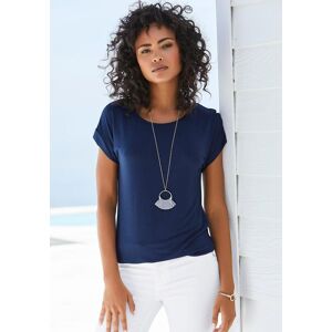 Kurzarmshirt VIVANCE "mit Gummizug im Bund", Damen, Gr. 44/46, blau (navy), Obermaterial: 95% Viskose, 5% Elasthan, unifarben, Basic, bequem normal, Rundhals, angeschnitten, Shirts Kurzarmshirt, aus weichem Viskose-Stretch Kurzarmshirt VIVANCE "mit Gummizug im Bund", Damen, Gr. 44/46, blau (navy), Obermaterial: 95% Viskose, 5% Elasthan, unifarben, Basic, bequem normal, Rundhals, angeschnitten, Shirts Kurzarmshirt, aus weichem Viskose-Stretch