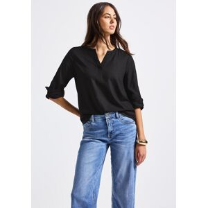 Langarmbluse STREET ONE, Damen, Gr. 44, schwarz, Web, Obermaterial: 100% Viskose, bequem Po-bedeckend, Rundhals, 1-Knopf-Manschette, Blusen Langarmbluse, im Tunika-Stil Langarmbluse STREET ONE, Damen, Gr. 44, schwarz, Web, Obermaterial: 100% Viskose, bequem Po-bedeckend, Rundhals, 1-Knopf-Manschette, Blusen Langarmbluse, im Tunika-Stil