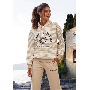 H.I.S. Kapuzenpullover H.I.S, Damen, Gr. 44/46, braun (camel gestreift), Sweatware, Obermaterial: 60% Baumwolle, 40% Polyester, gestreift, bequem hüftlang, Rippbündchen, Pullover Kapuzenpullover, im Streifenlook mit grossen Print, Loungewear H.I.S. Kapuzenpullover H.I.S, Damen, Gr. 44/46, braun (camel gestreift), Sweatware, Obermaterial: 60% Baumwolle, 40% Polyester, gestreift, bequem hüftlang, Rippbündchen, Pullover Kapuzenpullover, im Streifenlook mit grossen Print, Loungewear