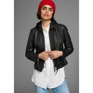 Lederjacke ALPENBLITZ "Lissabon", Damen, Gr. 34, schwarz, Obermaterial: 100% Lammnappaleder. Futter: 100% Polyester. Kapuze: 55% Baumwolle, 45% Polyester, unifarben mit Farbeinsatz, sehr figurbetont kurz, Rundhals, Ärmel mit Ärmelschlitz abgesteppt, Jacke Lederjacke ALPENBLITZ "Lissabon", Damen, Gr. 34, schwarz, Obermaterial: 100% Lammnappaleder. Futter: 100% Polyester. Kapuze: 55% Baumwolle, 45% Polyester, unifarben mit Farbeinsatz, sehr figurbetont kurz, Rundhals, Ärmel mit Ärmelschlitz abgesteppt, Jacke