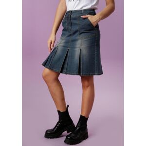 Jeansrock ANISTON CASUAL, Damen, Gr. 48, blau (blau, used), Web, Obermaterial: 79% Baumwolle, 19% Polyester, 2% Elasthan, used, Basic, figurbetont knieumspielend, Röcke Jeansrock, mit eingelegten Falten Jeansrock ANISTON CASUAL, Damen, Gr. 48, blau (blau, used), Web, Obermaterial: 79% Baumwolle, 19% Polyester, 2% Elasthan, used, Basic, figurbetont knieumspielend, Röcke Jeansrock, mit eingelegten Falten