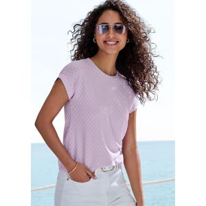Kurzarmshirt VIVANCE "mit modischem Jacquard-Muster", Damen, Gr. 48/50, lila (flieder), Single Jersey, Obermaterial: 63% Polyester, 29% Viskose, 8% Elasthan, unifarben, figurumspielend, Rundhals, Shirts Kurzarmshirt, aus hochwertiger Qualität mit Viskose Kurzarmshirt VIVANCE "mit modischem Jacquard-Muster", Damen, Gr. 48/50, lila (flieder), Single Jersey, Obermaterial: 63% Polyester, 29% Viskose, 8% Elasthan, unifarben, figurumspielend, Rundhals, Shirts Kurzarmshirt, aus hochwertiger Qualität mit Viskose