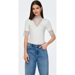Spitzenshirt ONLY "ONLTILDE HIGHNECK S/S TOP JRS NOOS", Damen, Gr. M, weiss (cloud dancer), Jersey, Obermaterial: 95% Viskose, 5% Elasthan, unifarben, slim fit normal, hoch geschlossener Ausschnitt, Shirts Spitzenshirt Spitzenshirt ONLY "ONLTILDE HIGHNECK S/S TOP JRS NOOS", Damen, Gr. M, weiss (cloud dancer), Jersey, Obermaterial: 95% Viskose, 5% Elasthan, unifarben, slim fit normal, hoch geschlossener Ausschnitt, Shirts Spitzenshirt