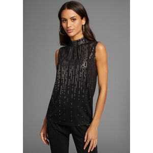 Shirttop LAURA SCOTT, Damen, Gr. 36, schwarz, Jersey, Obermaterial: 95% Viskose, 5% Elasthan, bedruckt, metallic, unifarben, figurumspielend hüftlang, Tops Shirttop, mit Paillettenprint Shirttop LAURA SCOTT, Damen, Gr. 36, schwarz, Jersey, Obermaterial: 95% Viskose, 5% Elasthan, bedruckt, metallic, unifarben, figurumspielend hüftlang, Tops Shirttop, mit Paillettenprint