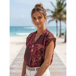 Schlupfbluse LASCANA, Damen, Gr. 42, rot (schwarz, rot bedruckt), Web, Obermaterial: 100% Viskose, Paisley, bedruckt, figurumspielend hüftlang, V-Ausschnitt, Blusen Schlupfbluse, mit modischen Knöpfen, Paisleymuster, Damenbluse Schlupfbluse LASCANA, Damen, Gr. 42, rot (schwarz, rot bedruckt), Web, Obermaterial: 100% Viskose, Paisley, bedruckt, figurumspielend hüftlang, V-Ausschnitt, Blusen Schlupfbluse, mit modischen Knöpfen, Paisleymuster, Damenbluse