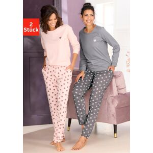 Pyjama VIVANCE DREAMS, Damen, Gr. 32/34, taupe, rosa, Single Jersey, Obermaterial: 100% Baumwolle, gemustert, Basic lang, Rundhals, Homewear-Sets Pyjama, mit süssem Herzmuster Pyjama VIVANCE DREAMS, Damen, Gr. 32/34, taupe, rosa, Single Jersey, Obermaterial: 100% Baumwolle, gemustert, Basic lang, Rundhals, Homewear-Sets Pyjama, mit süssem Herzmuster