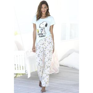 Pyjama PEANUTS, Damen, Gr. 44/46, grau (mint, grau, meliert), Single Jersey, Obermaterial: 100% Baumwolle, bedruckt, gemustert, Basic, Basic lang, Rundhals, eingesetzt, Homewear-Sets Pyjama, mit Snoopy und Woodstock Druck Pyjama PEANUTS, Damen, Gr. 44/46, grau (mint, grau, meliert), Single Jersey, Obermaterial: 100% Baumwolle, bedruckt, gemustert, Basic, Basic lang, Rundhals, eingesetzt, Homewear-Sets Pyjama, mit Snoopy und Woodstock Druck