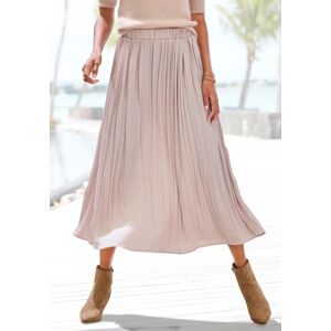 Maxirock LASCANA, Damen, Gr. 36, beige (champagner), Web, Obermaterial: 100% Polyester, unifarben, figurumspielend knöchellang, Röcke Maxirock, mit Plisseefalten, edel glänzende Ware, festlich Maxirock LASCANA, Damen, Gr. 36, beige (champagner), Web, Obermaterial: 100% Polyester, unifarben, figurumspielend knöchellang, Röcke Maxirock, mit Plisseefalten, edel glänzende Ware, festlich