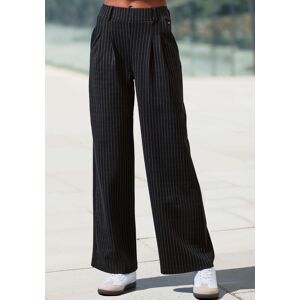 Schlupfhose LASCANA "extra Weit mit Bundfalten", Damen, Gr. 48/50, N-Gr, blau (schwarz gestreift), Obermaterial: 74% Polyester, 21% Viskose, 5% Elasthan, Jacquardmuster, Nadelstreifen, Basic, lang, Hosen Schlupfhose, mit Jacquard Strickmuster oder uni sch Schlupfhose LASCANA "extra Weit mit Bundfalten", Damen, Gr. 48/50, N-Gr, blau (schwarz gestreift), Obermaterial: 74% Polyester, 21% Viskose, 5% Elasthan, Jacquardmuster, Nadelstreifen, Basic, lang, Hosen Schlupfhose, mit Jacquard Strickmuster oder uni sch