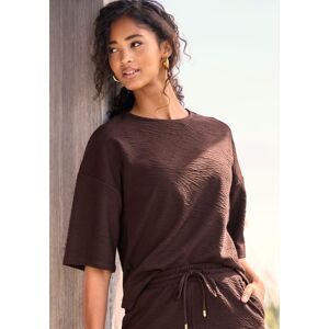 Rundhalsshirt VENICE BEACH, Damen, Gr. 32/34, dunkelbraun, Sweatware, Obermaterial: 98% Polyester, 2% Elasthan, unifarben, figurumspielend hüftlang, Rundhals, Shirts Rundhalsshirt, aus softer Strukturware, Oversize-Shirt, Sommershirt, casual Rundhalsshirt VENICE BEACH, Damen, Gr. 32/34, dunkelbraun, Sweatware, Obermaterial: 98% Polyester, 2% Elasthan, unifarben, figurumspielend hüftlang, Rundhals, Shirts Rundhalsshirt, aus softer Strukturware, Oversize-Shirt, Sommershirt, casual