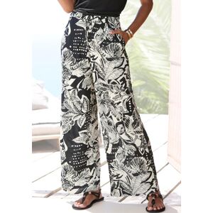 Palazzohose VIVANCE, Damen, Gr. 34, N-Gr, schwarz (schwarz, creme bedruckt), Jersey, Obermaterial: 100% Viskose, bedruckt, figurumspielend lang, Hosen Palazzohose, mit Blätterdruck aus Jersey, lässige Schlupfhose, leichte Sommerhose Palazzohose VIVANCE, Damen, Gr. 34, N-Gr, schwarz (schwarz, creme bedruckt), Jersey, Obermaterial: 100% Viskose, bedruckt, figurumspielend lang, Hosen Palazzohose, mit Blätterdruck aus Jersey, lässige Schlupfhose, leichte Sommerhose