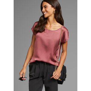 Shirtbluse LAURA SCOTT "mit Satin-Vorderteil und hochflexiblen Jersey-Rücken", Damen, Gr. 46, braun (kirschbraun), Web, Obermaterial: 100% Polyester. Rückenteil: 95% Viskose, 5% Elasthan, leicht glänzend, unifarben, lässig geschnitten hüftlang, Rundhals, Shirtbluse LAURA SCOTT "mit Satin-Vorderteil und hochflexiblen Jersey-Rücken", Damen, Gr. 46, braun (kirschbraun), Web, Obermaterial: 100% Polyester. Rückenteil: 95% Viskose, 5% Elasthan, leicht glänzend, unifarben, lässig geschnitten hüftlang, Rundhals,