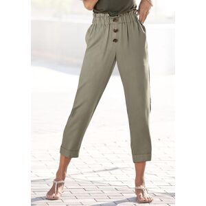 Paperbag-Hose LASCANA "für den Sommer aus luftig-leichtem Stoff", Damen, Gr. 38, N-Gr, grün, Twill, Obermaterial: 100% Viskose, unifarben, figurumspielend 7/8-Länge, Hosen Paperbag-Hose, mit Zierknöpfen und Elastikbund, Sommerhose, gekrempelter Hosensaum Paperbag-Hose LASCANA "für den Sommer aus luftig-leichtem Stoff", Damen, Gr. 38, N-Gr, grün, Twill, Obermaterial: 100% Viskose, unifarben, figurumspielend 7/8-Länge, Hosen Paperbag-Hose, mit Zierknöpfen und Elastikbund, Sommerhose, gekrempelter Hosensaum