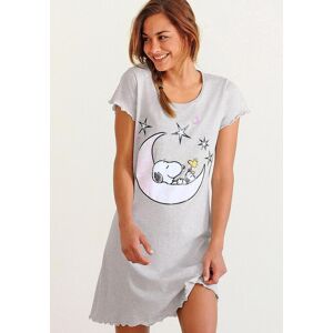 Nachthemd PEANUTS, Damen, Gr. 56/58, N-Gr, grau (grau, meliert), Single Jersey, Obermaterial: 100% Baumwolle, Basic, bequem kurz, Rundhals, eingesetzt Babylock kontrastfarben, Kleider Nachthemd, mit Snoopy-Print und Kräuselsäumen Nachthemd PEANUTS, Damen, Gr. 56/58, N-Gr, grau (grau, meliert), Single Jersey, Obermaterial: 100% Baumwolle, Basic, bequem kurz, Rundhals, eingesetzt Babylock kontrastfarben, Kleider Nachthemd, mit Snoopy-Print und Kräuselsäumen