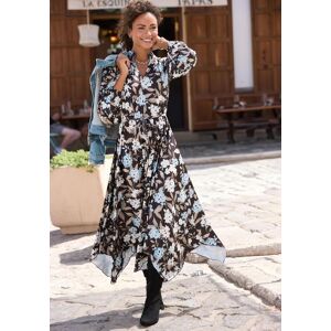 Midikleid LASCANA "aus bügelfreier Qualität mit Blumendruck", Damen, Gr. 44, N-Gr, bunt (schwarz, braun, blau bedruckt), Jersey, Obermaterial: 95% Polyester, 5% Elasthan, bedruckt, figurumspielend ca. Mitte Wade, V-Ausschnitt, elastischer Bund, Kleider Mi Midikleid LASCANA "aus bügelfreier Qualität mit Blumendruck", Damen, Gr. 44, N-Gr, bunt (schwarz, braun, blau bedruckt), Jersey, Obermaterial: 95% Polyester, 5% Elasthan, bedruckt, figurumspielend ca. Mitte Wade, V-Ausschnitt, elastischer Bund, Kleider Mi
