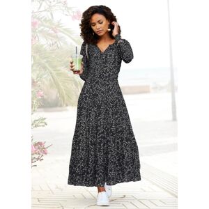 Maxikleid LASCANA "mit Blumenprint und Volants aus gewebter Viskose, locker bequemer Look", Damen, Gr. 42, N-Gr, beige (schwarz, creme, bedruckt), Web, Obermaterial: 100% Viskose, bedruckt, geblümt, figurumspielend knöchelfrei, V-Ausschnitt, mit Gummizug, Maxikleid LASCANA "mit Blumenprint und Volants aus gewebter Viskose, locker bequemer Look", Damen, Gr. 42, N-Gr, beige (schwarz, creme, bedruckt), Web, Obermaterial: 100% Viskose, bedruckt, geblümt, figurumspielend knöchelfrei, V-Ausschnitt, mit Gummizug,