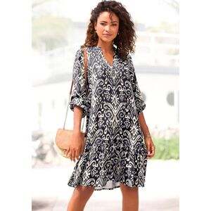 Longtunika VIVANCE "mit Volant am Saum, lockeres Blusenkleid im Boho-Style, langarm", Damen, Gr. 50, marine, beige, Web, Obermaterial: 100% Viskose, bedruckt, figurumspielend kniefrei, V-Ausschnitt, elastischer Bund mit innenliegendem Gummizug, Tuniken Lo Longtunika VIVANCE "mit Volant am Saum, lockeres Blusenkleid im Boho-Style, langarm", Damen, Gr. 50, marine, beige, Web, Obermaterial: 100% Viskose, bedruckt, figurumspielend kniefrei, V-Ausschnitt, elastischer Bund mit innenliegendem Gummizug, Tuniken Lo