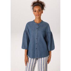 Jeansbluse ANISTON CASUAL, Damen, Gr. 46, blau (dunkelblau), Denim/Jeans, Obermaterial: 100% Baumwolle, Abriebeffekte, oversize hüftbedeckend, Rundhals, weit, Blusen Jeansbluse, mit 3/4-langen Arm in weiter, topmodischer Form Jeansbluse ANISTON CASUAL, Damen, Gr. 46, blau (dunkelblau), Denim/Jeans, Obermaterial: 100% Baumwolle, Abriebeffekte, oversize hüftbedeckend, Rundhals, weit, Blusen Jeansbluse, mit 3/4-langen Arm in weiter, topmodischer Form