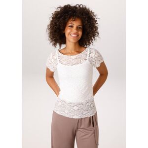 T-Shirt ANISTON CASUAL, Damen, Gr. 42, wollweiß, Spitze, Obermaterial: 99% Polyamid, 1% Elasthan, Strukturmuster, unifarben, sehr figurbetont hüftlang, Rundhals, Häkelkante, Shirts T-Shirt, aus floraler Häkelspitze T-Shirt ANISTON CASUAL, Damen, Gr. 42, wollweiß, Spitze, Obermaterial: 99% Polyamid, 1% Elasthan, Strukturmuster, unifarben, sehr figurbetont hüftlang, Rundhals, Häkelkante, Shirts T-Shirt, aus floraler Häkelspitze
