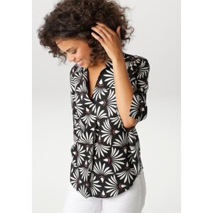 Schlupfbluse ANISTON CASUAL, Damen, Gr. 44, schwarz, wollweiß, lachs, Web, Obermaterial: 100% Viskose, bedruckt, gemustert, lässig geschnitten hüftbedeckend, Manschette mit Schlitz, Blusen Schlupfbluse, mit fantasievollem, grafischen Druck Schlupfbluse ANISTON CASUAL, Damen, Gr. 44, schwarz, wollweiß, lachs, Web, Obermaterial: 100% Viskose, bedruckt, gemustert, lässig geschnitten hüftbedeckend, Manschette mit Schlitz, Blusen Schlupfbluse, mit fantasievollem, grafischen Druck