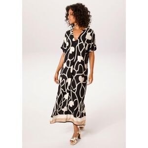Sommerkleid ANISTON CASUAL, Damen, Gr. 36, N-Gr, schwarz (schwarz, wollweiß, beige), Web, Obermaterial: 100% Viskose, bedruckt, gemustert, lässig geschnitten wadenlang, V-Ausschnitt, Kleider Sommerkleid, mit Herzen im grafischen Druck und Bordüre am Saum Sommerkleid ANISTON CASUAL, Damen, Gr. 36, N-Gr, schwarz (schwarz, wollweiß, beige), Web, Obermaterial: 100% Viskose, bedruckt, gemustert, lässig geschnitten wadenlang, V-Ausschnitt, Kleider Sommerkleid, mit Herzen im grafischen Druck und Bordüre am Saum