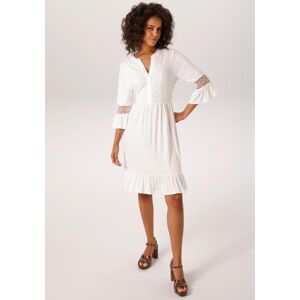 Tunikakleid ANISTON CASUAL, Damen, Gr. 48, N-Gr, wollweiß, Single Jersey, Obermaterial: 95% Viskose, 5% Elasthan, unifarben, figurumspielend kniefrei, V-Ausschnitt, Volant, Kleider Tunikakleid, mit Häkelspitze vertiertes Vorderteil und Ärmel Tunikakleid ANISTON CASUAL, Damen, Gr. 48, N-Gr, wollweiß, Single Jersey, Obermaterial: 95% Viskose, 5% Elasthan, unifarben, figurumspielend kniefrei, V-Ausschnitt, Volant, Kleider Tunikakleid, mit Häkelspitze vertiertes Vorderteil und Ärmel